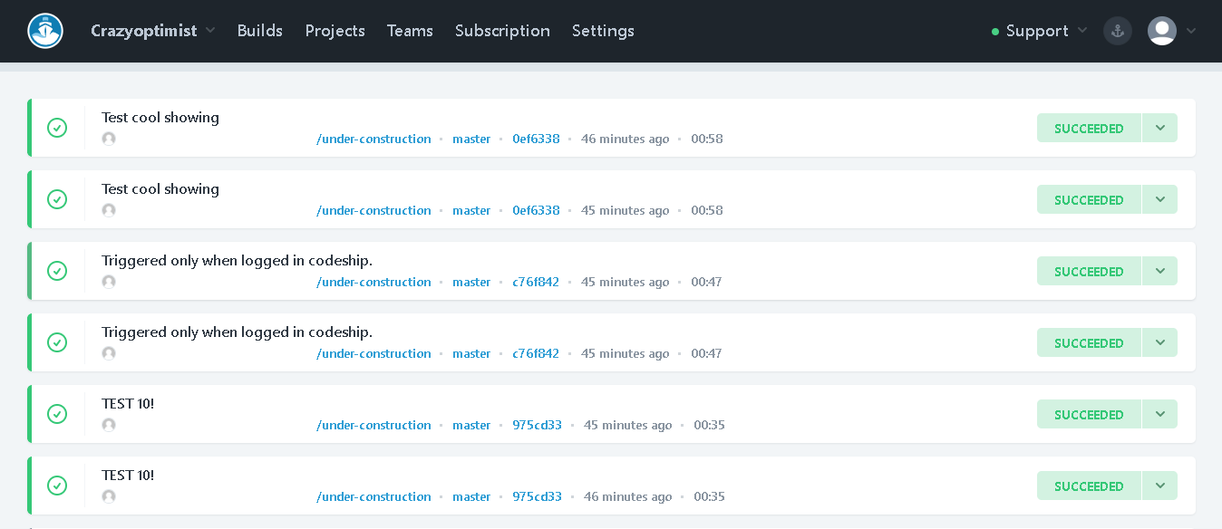 CI/CD Build History
